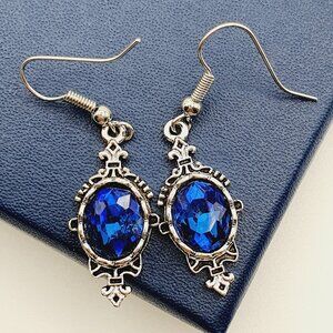 Royal Blue Vintage Dangle Earrings, AZFA1097